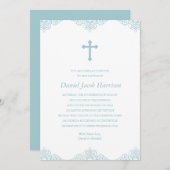 Blauwe jongens Baptism/Christening Kaart (Voorkant / Achterkant)