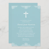 Blauwe jongens Baptism/Christening Kaart (Voorkant / Achterkant)