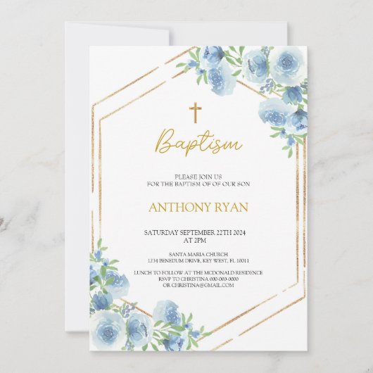 Blauwe Jongens Doop Kaart (Voorkant)