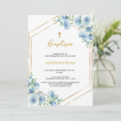 Blauwe Jongens Doop Kaart (Staand voorkant)