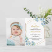 Blauwe Jongens Doop Kaart (Staand voorkant)