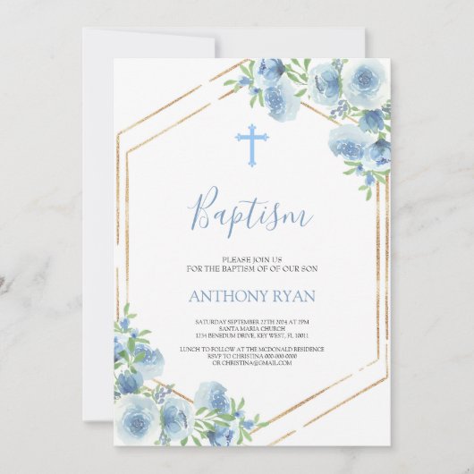 Blauwe Jongens Doop Kaart (Voorkant)