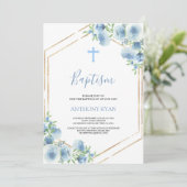Blauwe Jongens Doop Kaart (Staand voorkant)