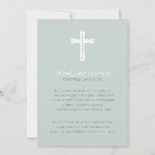 Blauwe jongens eerste mededeling kaart (Voorkant)