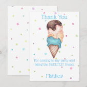 Blauwe jongens Ice Cream Birthday Party Hartelijk  Kaart (Voorkant / Achterkant)