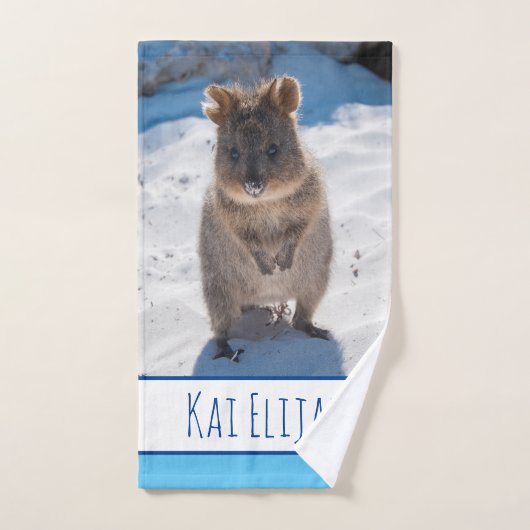 Blauwe jongens Kinder Quokka strand Aangepast Handdoek (Handdoek)
