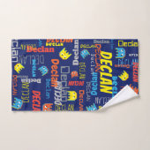 Blauwe jongens naam pixel buitenaards grafisch Dec Bad Handdoek (Handdoek)