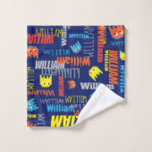 Blauwe jongens naam pixel buitenaards grafisch Wil Bad Handdoek (Wasdoekje)