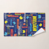 Blauwe jongens naam pixel buitenaards grafisch Wil Bad Handdoek (Handdoek)