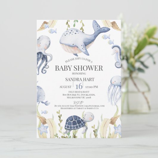 Blauwe jongens onder het Zee brengen het Baby show Kaart (Staand voorkant)