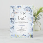 Blauwe jongens onder het Zee Scheppen 1e verjaarda Kaart (Staand voorkant)