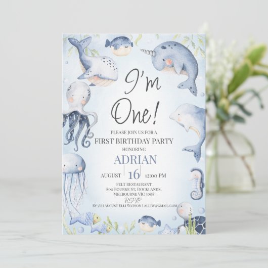 Blauwe jongens onder het Zee Scheppen 1e verjaarda Kaart (Staand voorkant)