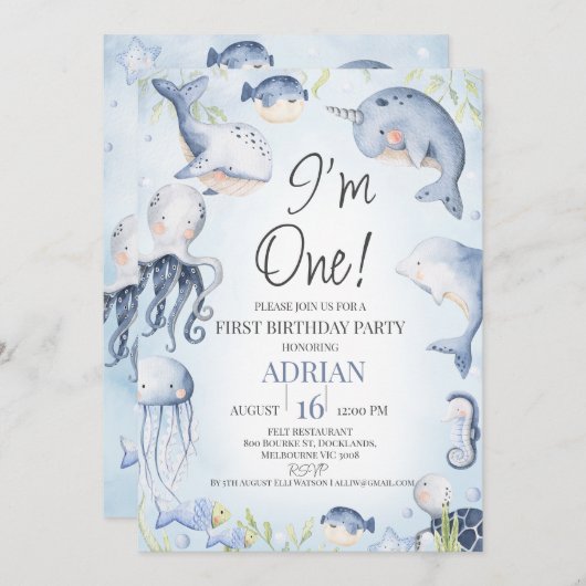 Blauwe jongens onder het Zee Scheppen 1e verjaarda Kaart (Voorkant / Achterkant)