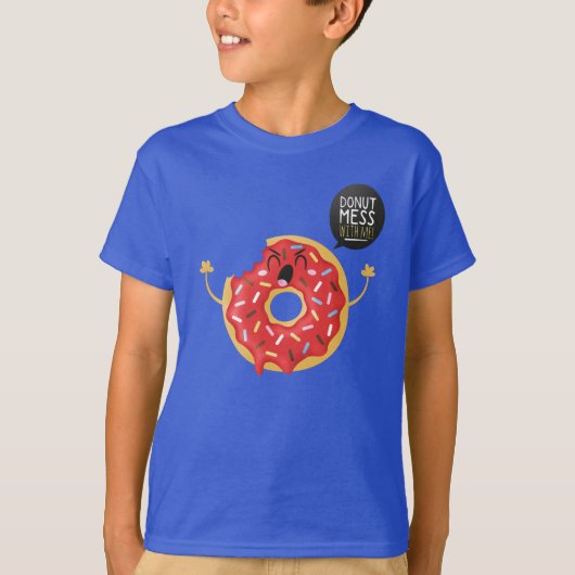 Blauwe jongens Shirt Cool Unisex Donut Mess met mi (Voorkant)