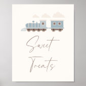Blauwe Jongens Trein Verjaardag Sweets en Treats T Poster (Voorkant)