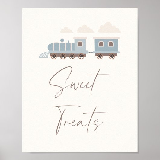 Blauwe Jongens Trein Verjaardag Sweets en Treats T Poster (Voorkant)