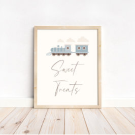 Blauwe Jongens Trein Verjaardag Sweets en Treats T Poster