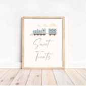 Blauwe Jongens Trein Verjaardag Sweets en Treats T Poster