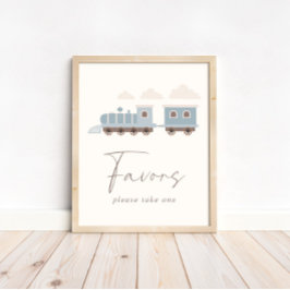 Blauwe Jongens Trein Verjaardagsgunsten Tafelteken Poster