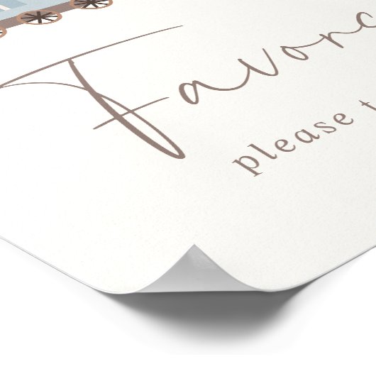 Blauwe Jongens Trein Verjaardagsgunsten Tafelteken Poster (Hoek)