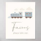 Blauwe Jongens Trein Verjaardagsgunsten Tafelteken Poster (Voorkant)