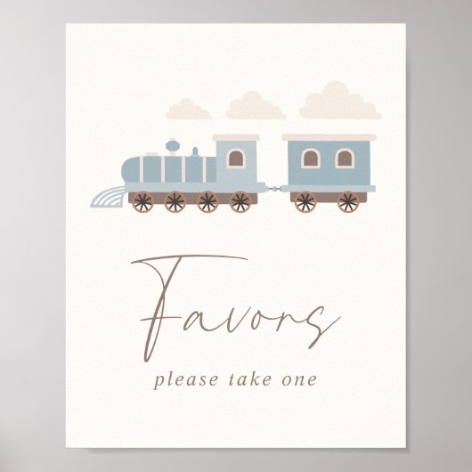 Blauwe Jongens Trein Verjaardagsgunsten Tafelteken Poster (Voorkant)