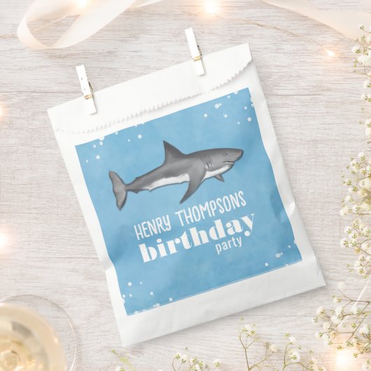 Blauwe Jongens Verjaardagsfeestje Haaien Custom Bedankzakje (Geknipt)