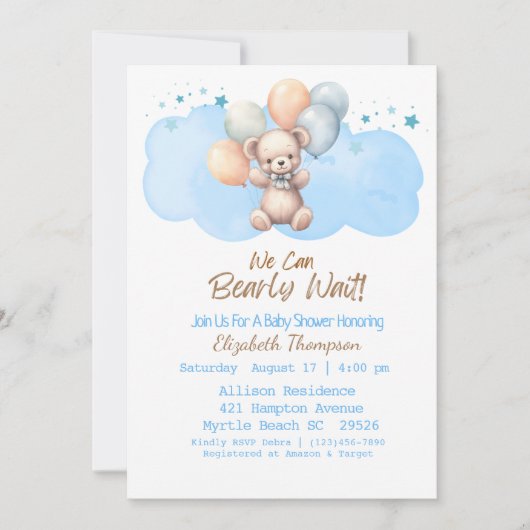 Blauwe jongens we kunnen het Baby shower van het B Kaart (Voorkant)