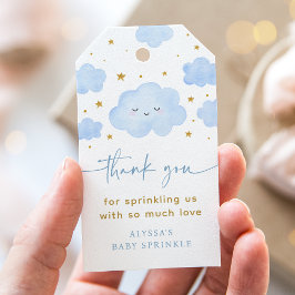 Blauwe Jongenswolk Sterren Baby Sprinkle Cadeaulabel