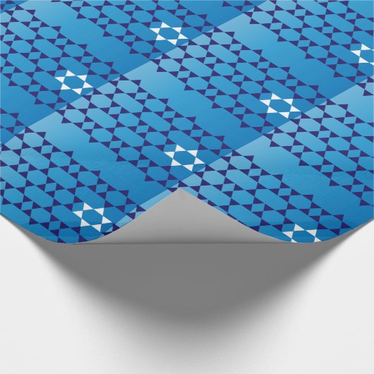 Blauwe joodse sterren cadeaupapier (Hoek)