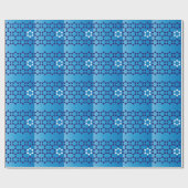 Blauwe joodse sterren cadeaupapier (Vlak)