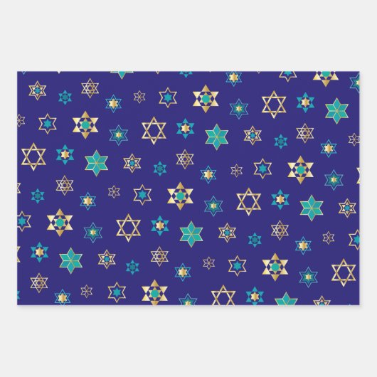 Blauwe joodse verlooppapierset voor ontwerpen inpakpapier vel (Voorkant 2)