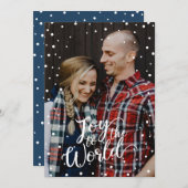 Blauwe Joy aan de Aangepaste Foto van de Sneeuwwer Feestdagenkaart (Voorkant / Achterkant)