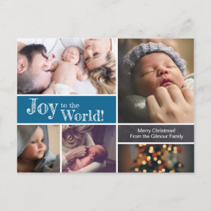Blauwe Joy aan de wereld Baby boy bevallen 1 Kerst Briefkaart