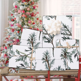 Blauwe Juniper en cedar Tree Branch Winter Greener Inpakpapier Vel