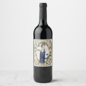 Blauwe Jurk 1920s Flapper Art Deco Vrouw Wijn Etiket (Voorkant)