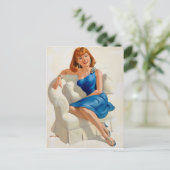 Blauwe jurk briefkaart (Staand voorkant)