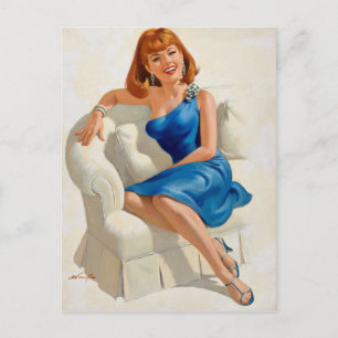 Blauwe jurk briefkaart