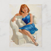 Blauwe jurk briefkaart (Voorkant)