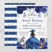 Blauwe jurk Brunette Salon Princess Sweet 16 Kaart (Voorkant / Achterkant)