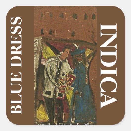 BLAUWE JURK INDICA VIERKANTE STICKER (Voorkant)