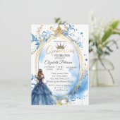 Blauwe jurk Prinses Frame Goud Kaart (Staand voorkant)