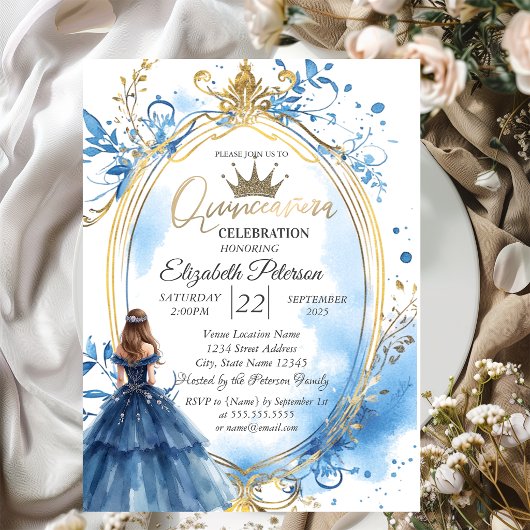 Blauwe jurk Prinses Frame Goud Kaart