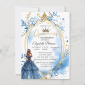 Blauwe jurk prinses frame kaart (Voorkant)