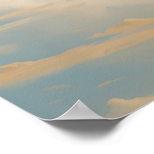 Blauwe jurk tegen een blauw hemelschilderij poster (Hoek)