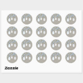 Blauwe jute metsonjar ronde sticker (Vel)