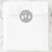 Blauwe jute metsonjar ronde sticker (Tas)