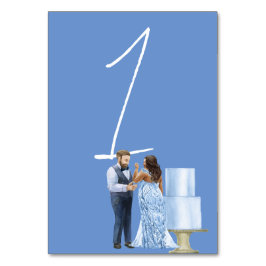 Blauwe Juweel Tafelnummer Bruiloftsfeest Ontvangst