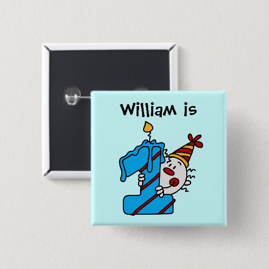 Blauwe kaars 1e verjaardag Button (Voorkant /achterkant)