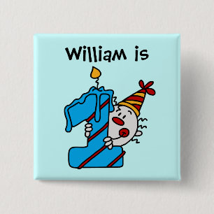 Blauwe kaars 1e verjaardag Button